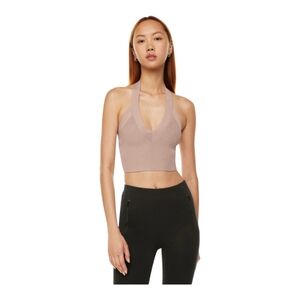 NWOT ARITZIA Babaton Griffith Sculpt Knit Cropped V-neck Halter top